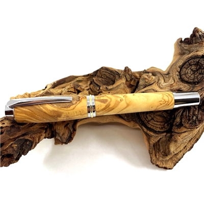 Drevené guľôčkové pero Elegance - Oliva silver