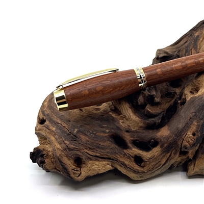 Drevené guľôčkové pero Elegance - Leopardwood gold