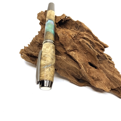 Dřevěné kuličkové pero Elegance - Epoxy hybrid Titanium