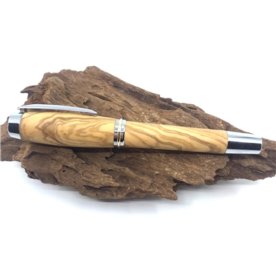 Drevené guľôčkové pero Elegance - Oliva silver
